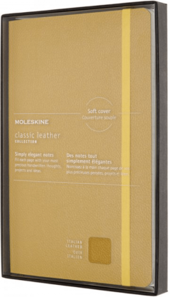 Carnet - Moleskine Classic - Italian Leather - Open Box - Soft Cover, Large, Ruled - Amber Yellow