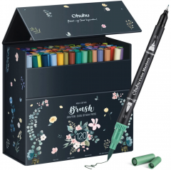 Set 120 markere - Ohuhu Maui - Dual Tips, Multicolor (Brush & Fineliner)