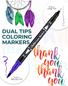 Set 120 markere - Ohuhu Maui - Dual Tips, Multicolor (Brush & Fineliner)