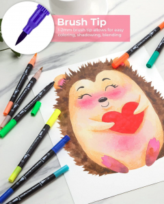 Set 120 markere - Ohuhu Maui - Dual Tips, Multicolor (Brush & Fineliner)