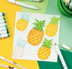 Set 320 markere - Ohuhu Honolulu - Dual Tips, Multicolor (Brush & Fine)