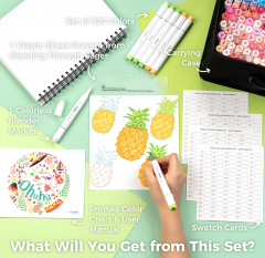 Set 320 markere - Ohuhu Honolulu - Dual Tips, Multicolor (Brush & Fine)