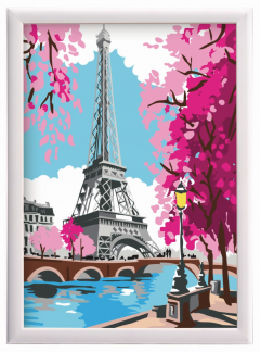 Set pictura pe numere + rama - Parisul primavara