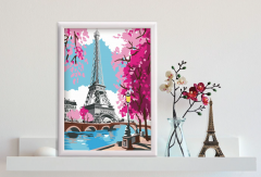 Set pictura pe numere + rama - Parisul primavara
