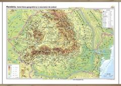 Romania- Harta fizico-geografica si a principalelor resurse naturale de subsol