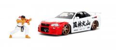 Set masinuta metalica Nissan Skyline GTR + figurina Ryu Street Fighter