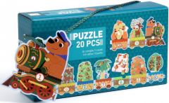 Puzzle trenulet cu animale - Invat sa numar, 20 piese