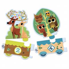 Puzzle trenulet cu animale - Invat sa numar, 20 piese