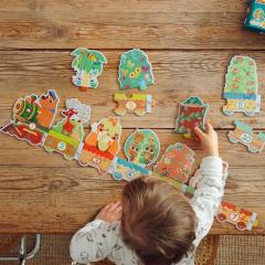 Puzzle trenulet cu animale - Invat sa numar, 20 piese