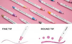 Set 15 markere - Ohuhu - Baza Apa, Dual Tips Fine&Dot, Multicolor 