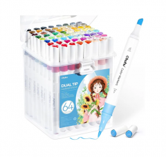 Set 64 carioci pe baza apa - Dual Tip - Multicolor