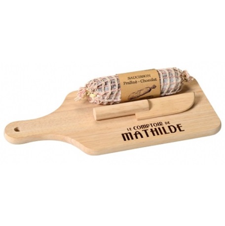 Salam de ciocolata cu lapte si pralina de alune si platou de lemn - Comptoir de Mathilde Comptoir de Mathilde