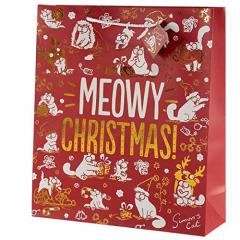 Punga de cadou - Extra Large - Cat Meowy Christmas Metallic