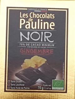 Ciocolata neagra cu ghimbir confiat - Les Chocolats de Pauline