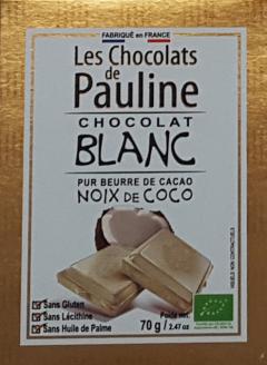 Ciocolata alba cu fulgi de cocos - Les Chocolats de Pauline