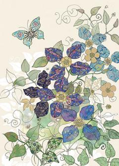 Felicitare - Blue Clematis Butterfly Bug Art