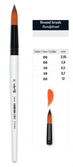 Pensula sintetica rotunda pentru culori acrilice - 6.5 mm