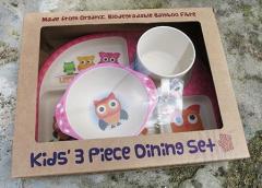 Set 3 piese - Bamboo Fibre Kids Dining -  Owl