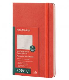 Agenda 18 luni 2016-2017 Moleskine - Coral Orange Large Weekly - Hard