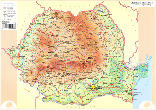 Plansa Harta Romania A3 Fata Verso