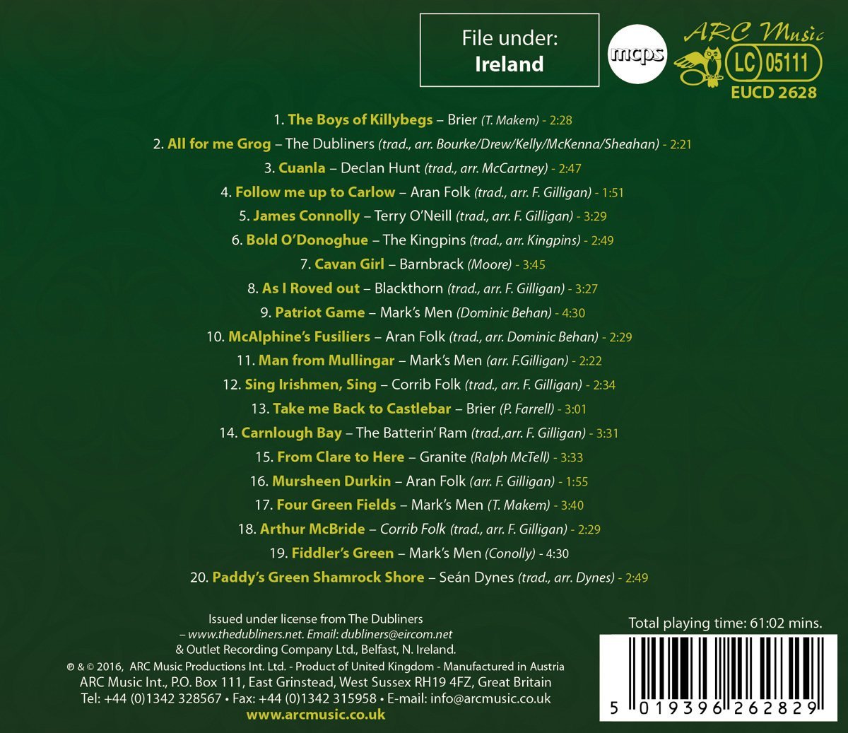20 Famous Irish Ballads Various Artists