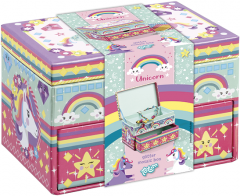 Set creativ DIY - Decoreaza propria cutie de bijuterii cu unicorni