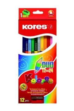 Creioane colorate Duo si ascutitoate - Kolores - 12 buc (24 culori)