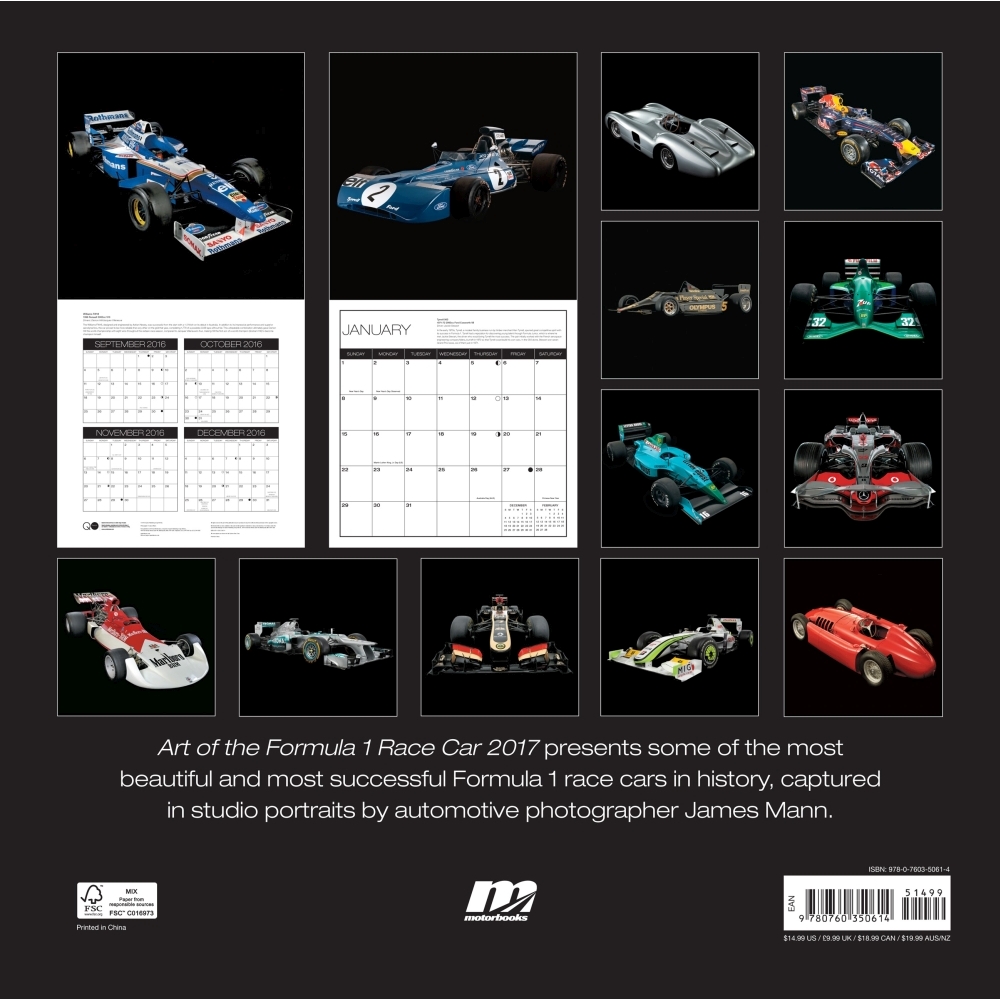 Calendar 2017 - Art of the Formula 1 Race Car - Motorbooks