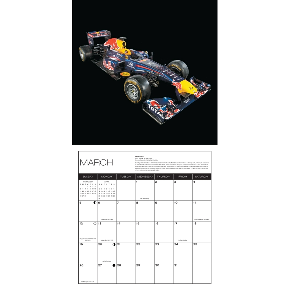 Calendar 2017 - Art of the Formula 1 Race Car - Motorbooks