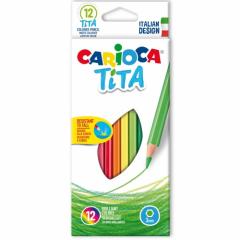 Set 12 creioane colorate hexagonale Carioca