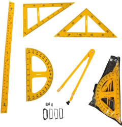 Trusa geometrie - Raportor, echer, rigla si compas