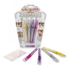Set creativ - 4 pixuri cu sclipici pentru tatuaje si desenat