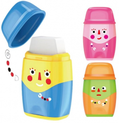 Ascutitoare dubla cu radiera Keyroad KR972119 (mai multe culori, pret pe bucata)