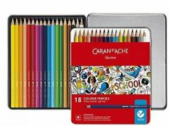 Set 18 creioane colorate acuarelabile in cutie metalica - School Line