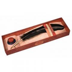 Set Penita Caligrafie cu Pana Neagra si Calimara