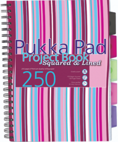 Caiet cu spirala si separatoare - Pukka Pads Project Book Stripes - A5 Dictando