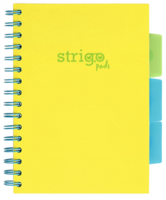 Caiet matematica cu spirala si separatoare A5 (100 file) - Strigo Pads Project Book (Galben Neon)