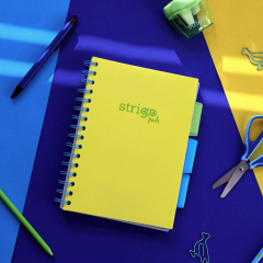Caiet matematica cu spirala si separatoare A5 (100 file) - Strigo Pads Project Book (Galben Neon)