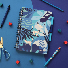 Caiet matematica cu spirala si separatoare B5 (100 file) - Strigo Pads Project Book (Jungle)