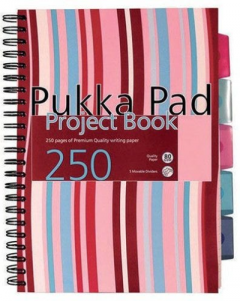 Caiet - Pukka Pad Project Book - Dictando A4, spirala si separatoare - Roz