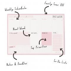 Planificator - Pukka Pad - Balerina Pink, saptamanal, 29.5x21cm