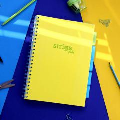 Caiet - Strigo Pads - Project Book Neon - Dictando A4, cu spirala si separatoare - Galben