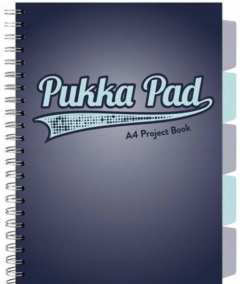Caiet matematica cu spirala si separatoare A4 (100 file) - Pukka Pad Project Book (Albastru)