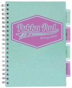 Caiet matematica cu spirala si separatoare B5 (100 file) - Pukka Pad Project Book (Pastel)