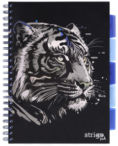 Caiet dictando cu spirala si separatoare A4 (100 file) - Strigo Pads Project Book (Tigru)
