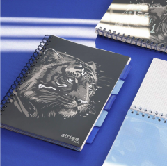 Caiet dictando cu spirala si separatoare A4 (100 file) - Strigo Pads Project Book (Tigru)