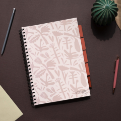 Caiet matematica cu spirala si separatoare A4 (100 file) - Strigo Pads Project Book (Floral)