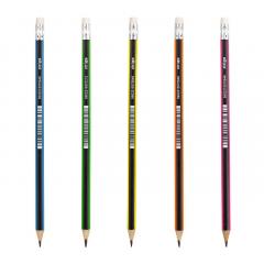 Creion - Strigo - HB cu guma de sters, dungi colorate (mai multe culori - pret pe bucata)