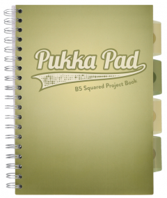 Caiet - Pukka Pad Project Book - Matematica B5, spirala si separatoare - Olive Green
