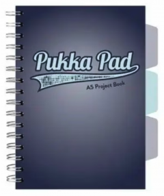 Caiet matematica cu spirala si separatoare A5 (100 file) - Pukka Pad Project Book (Albastru)